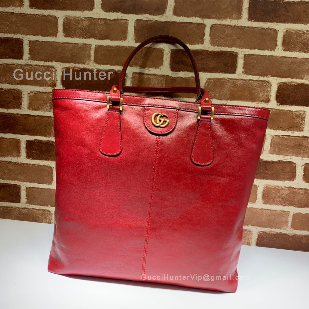 Gucci Re Belle 2019 Cruise A4 Plain Leather Totes Red 547851